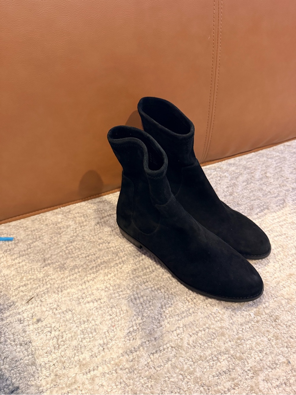 Stuart Weitzman Black Suede Chelsea Ankle Boots
